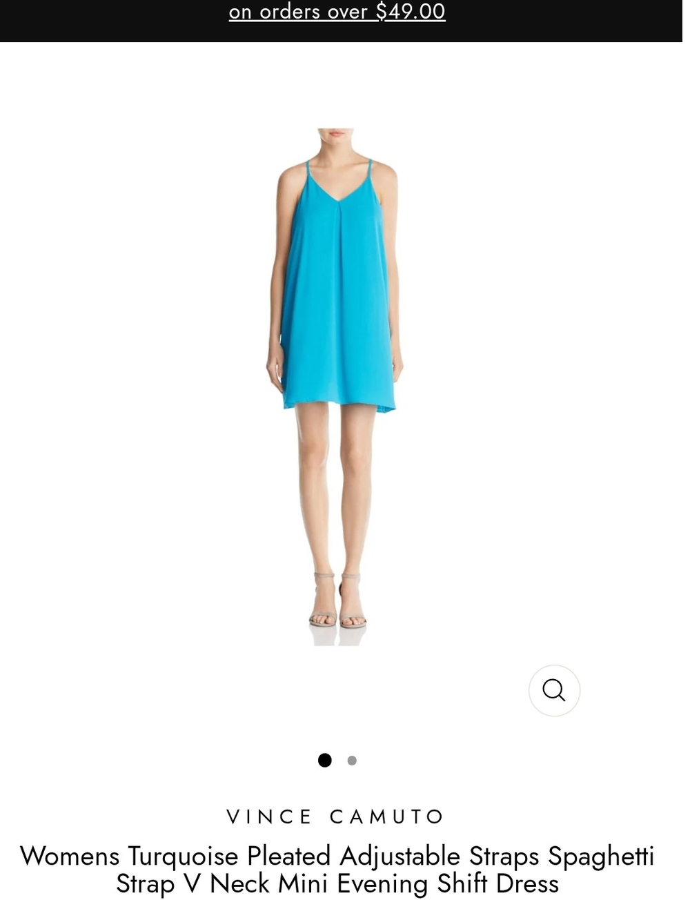 Vince Camuto Turquoise V-Neck Spaghetti Strap Mini Dress